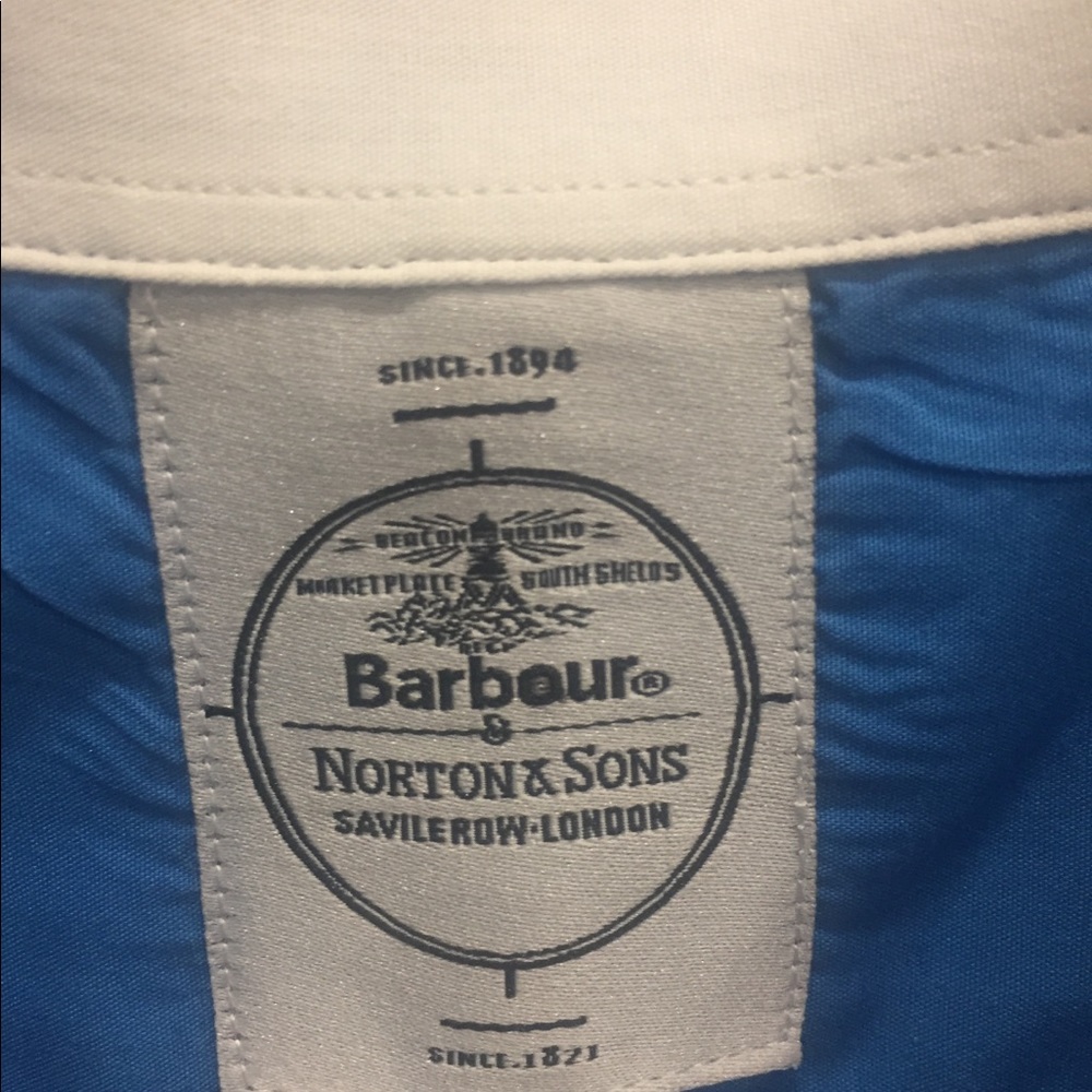 Barbour Savile Row blue button down shirt sz L - Picture 3 of 6